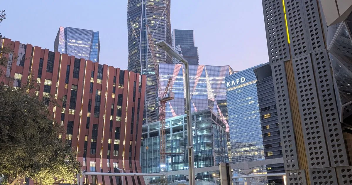 The King Abdullah Financial District skyline in Riyadh at dusk
